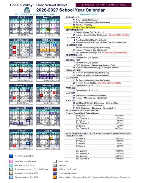 Conejo Valley Usd Calendar