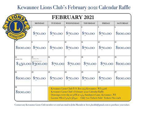 hammond lions club calendar