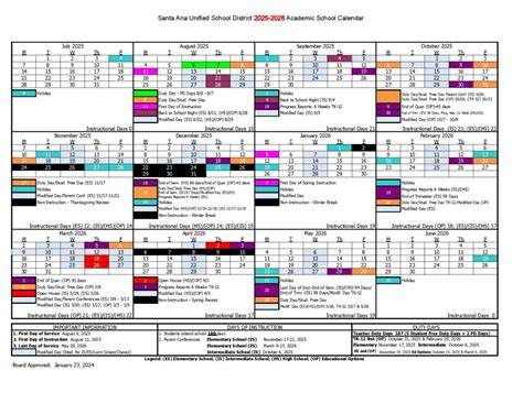 santa ana district calendar