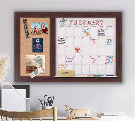 Cork Board Dry Erase Calendar