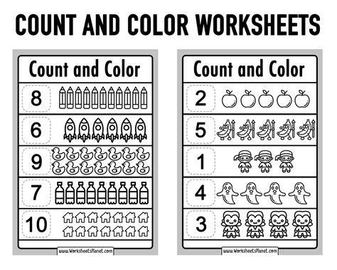 Count And Color Worksheets Kindergarten