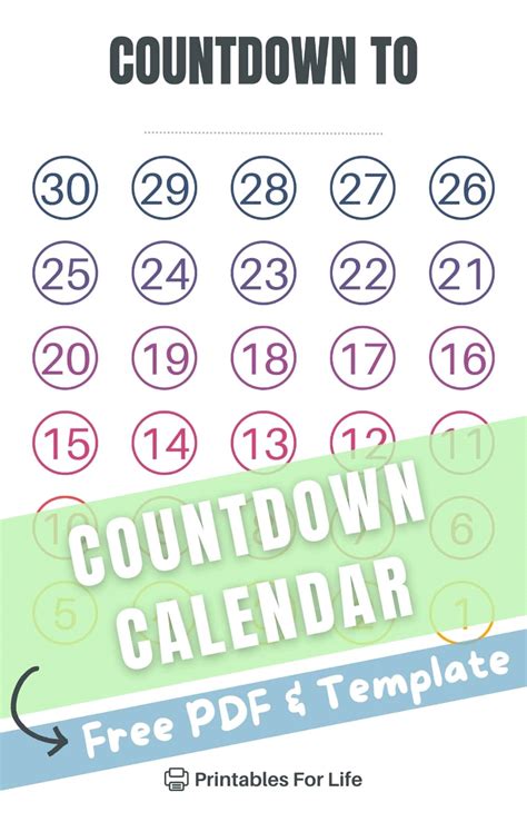 Countdown Calendar Printable Free