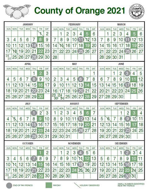 County Of Orange Calendar 2025