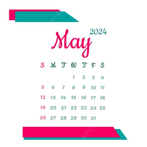 calendar for the month of may