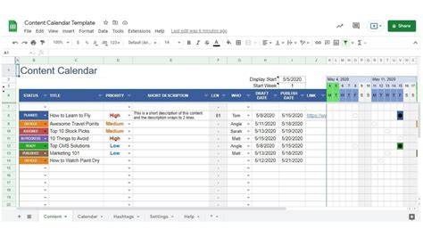 content calendar template google sheets