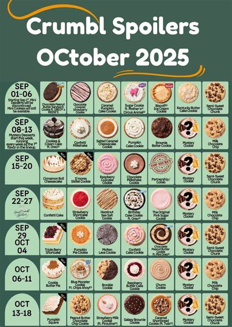 crumbl cookies calendar