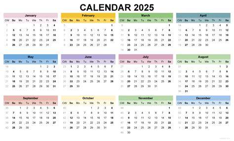 free 2025 calendar by mail