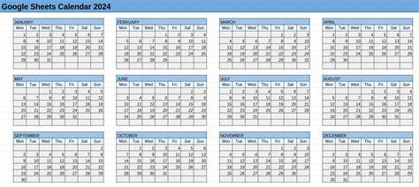 google sheets calendar template