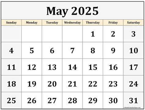 may 2025 calendar