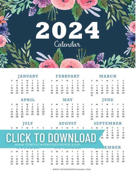 2024 printable calendar one page