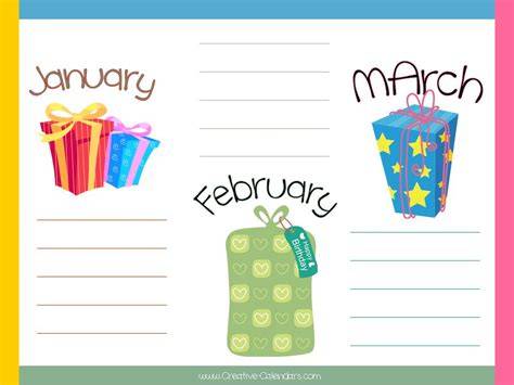 birthday calendar printable