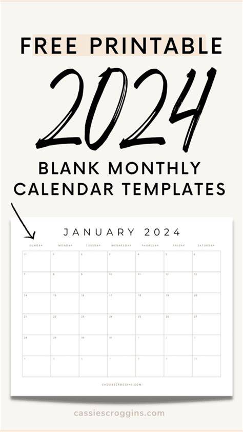 blank calendar pages 2024