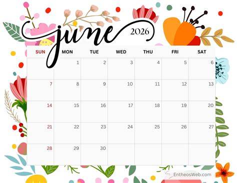 june calendar page printable