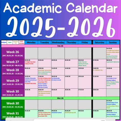 new school academic calendar