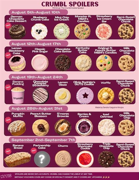 Crumbl Cookie Calendar 2024