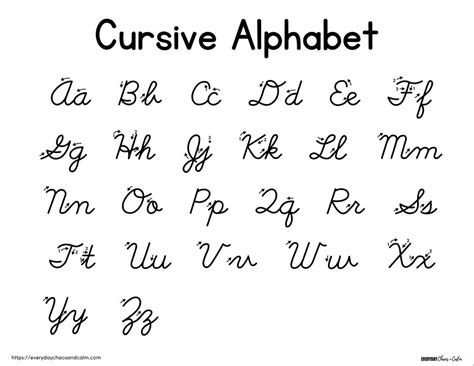 Cursive Letters Chart Printable