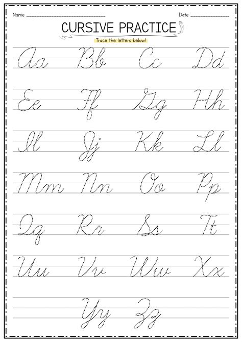 Cursive Writing Practice Sheets Printable