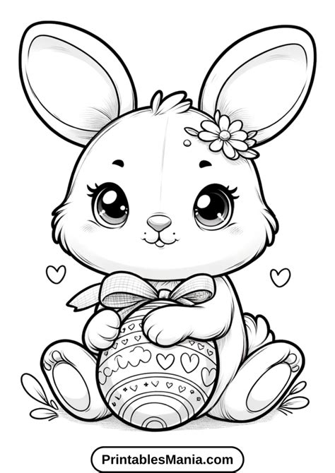 Cute Easter Bunny Colouring Pages