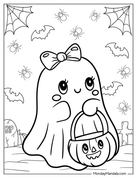 Cute Halloween Ghost Coloring Pages