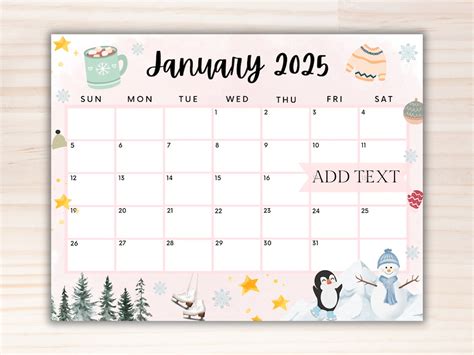 Cute January 2025 Calendar