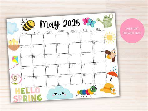 Cute May Calendar 2025