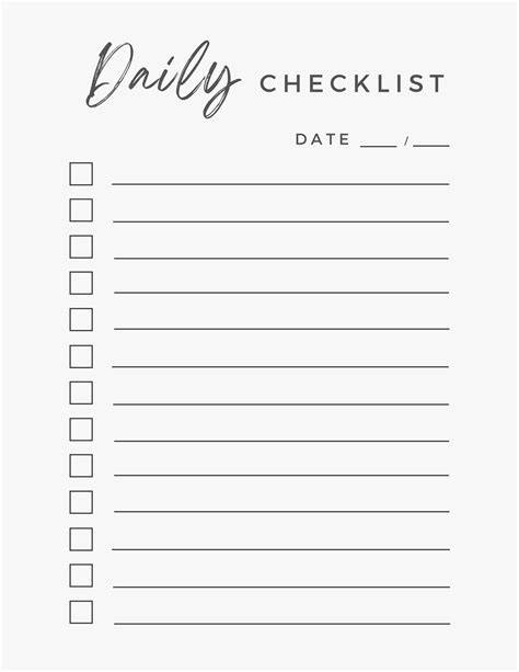 Daily Checklist Printable