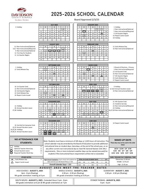 Davidson County School Calendar 25 26