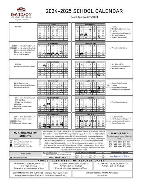 Davidson County Schools Calendar 24 25