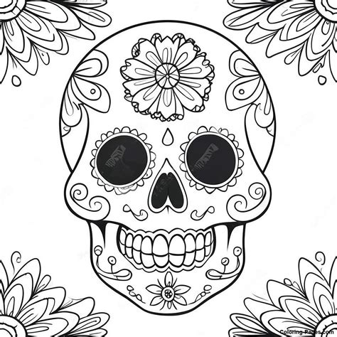 Day Of The Dead Skull Coloring Page