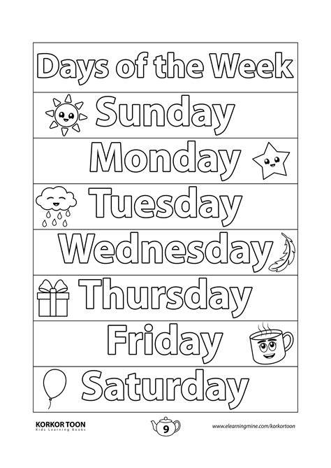Days Of The Week Coloring