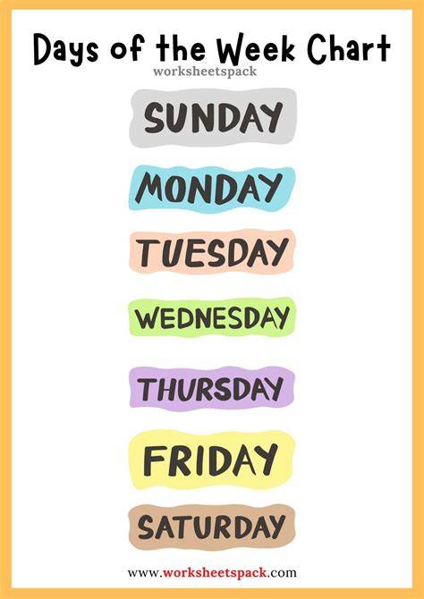 Days Of The Week Printables Free