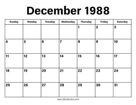 Dec 1988 Calendar