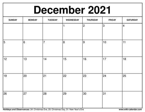 Dec 2021 Calendar Printable
