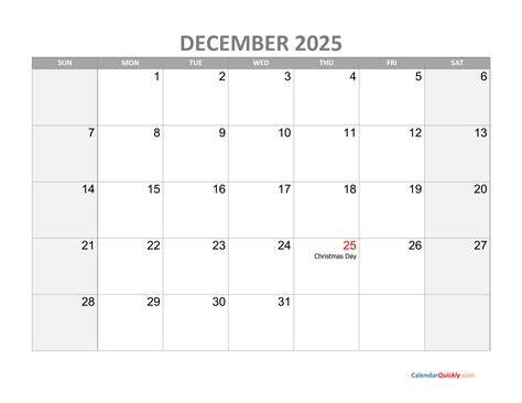 Dec 2025 Calendar With Holidays