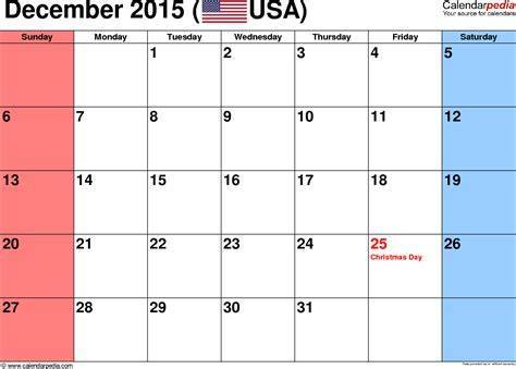 December 2015 Monthly Calendar