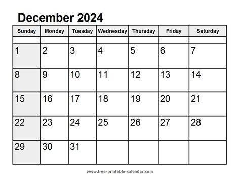 December 2024 Free Printable Calendar