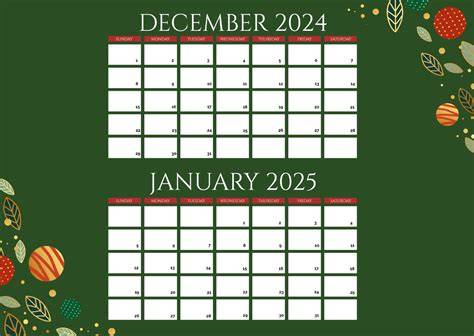 December 2024 January 2025 Calendar