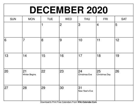 December Calendar 2020