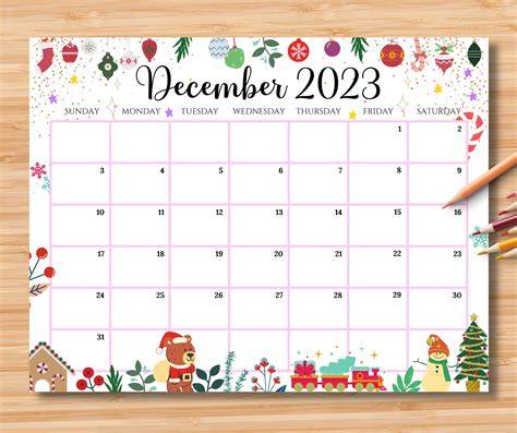 December Calendar 2023 Printable