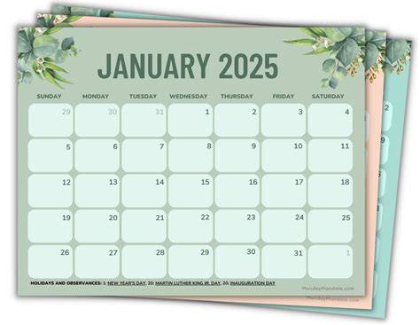 2025 calendar pages