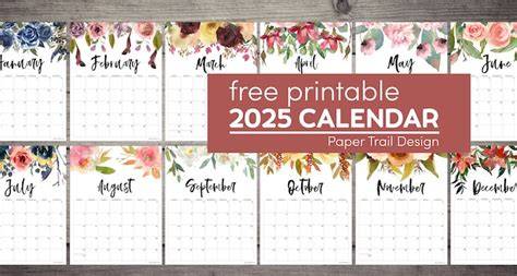 2025 floral calendar printable
