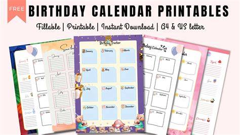birthday calendar template