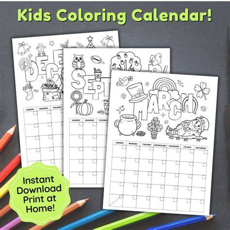 coloring calendar 2025