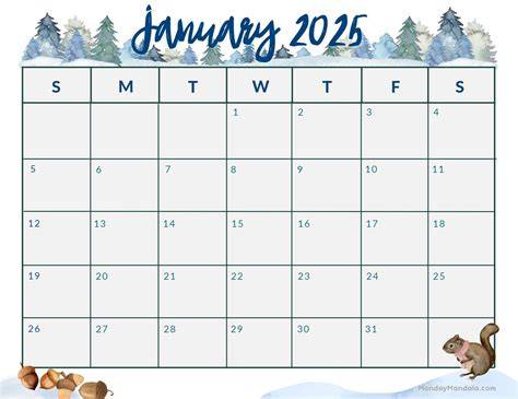 free printable january 2025 calendar