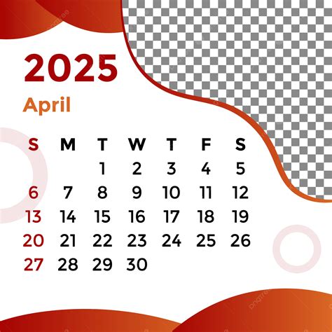 calendar april 2025