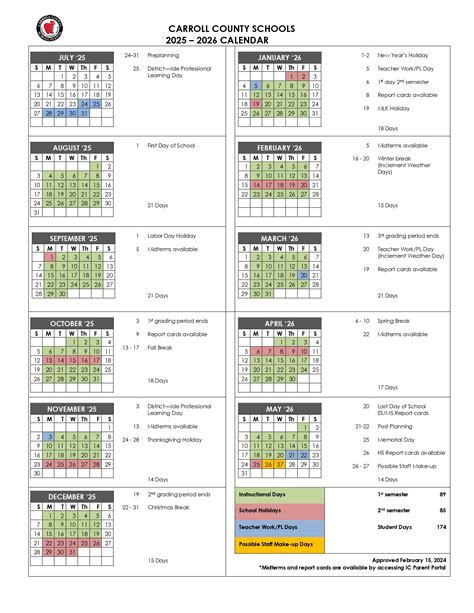carroll county public schools calendar