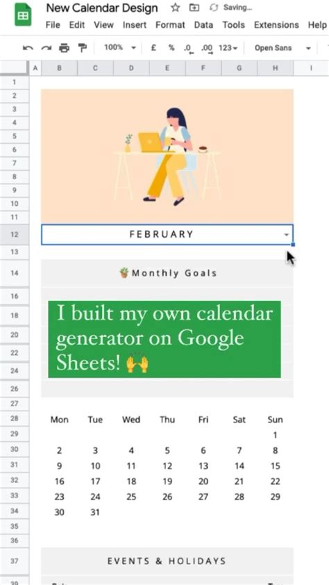 google sheets calendar