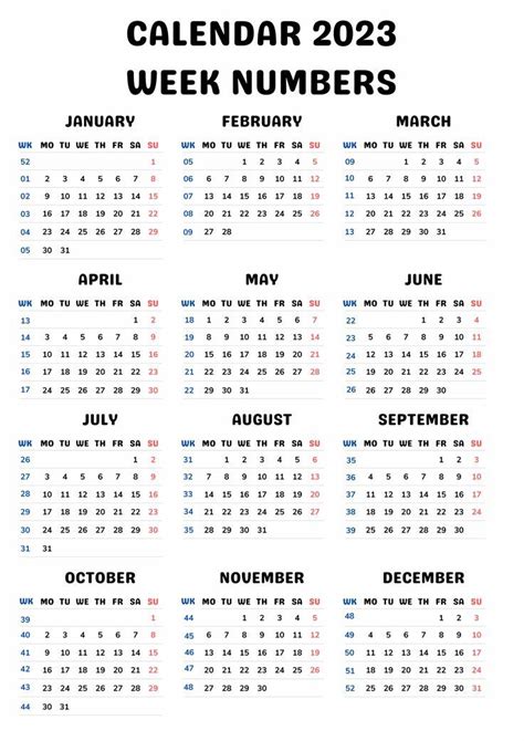 2023 calendar with week numbers excel