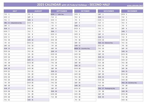 2025 holidays calendar