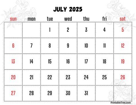 july 2025 calendar